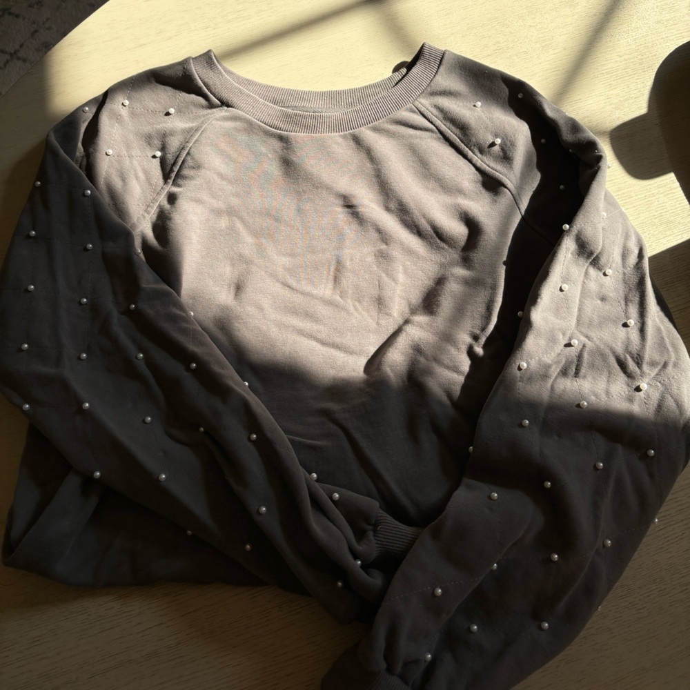 Anthropologie Pearl embellished grey sweatshirt